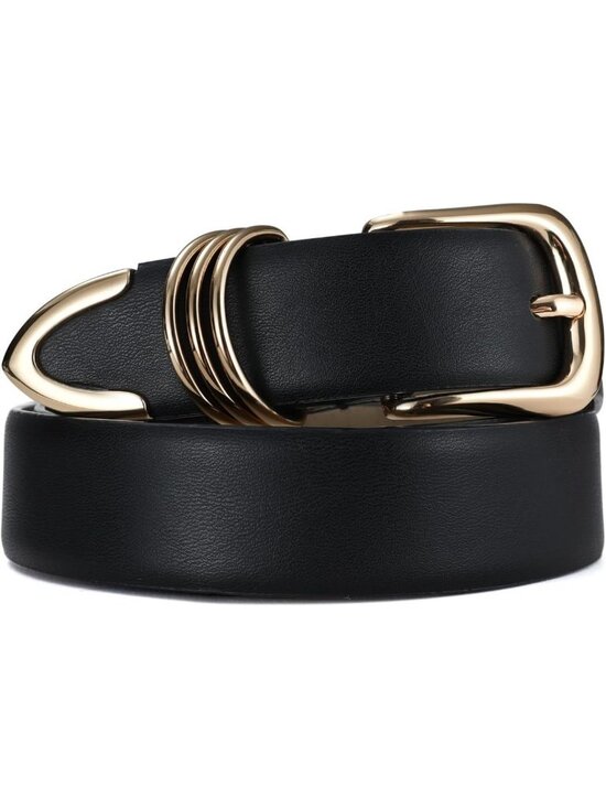 Accessories - Stylish Women's Leather Belt with Metal Buckle - Trendy Waist Accessory for